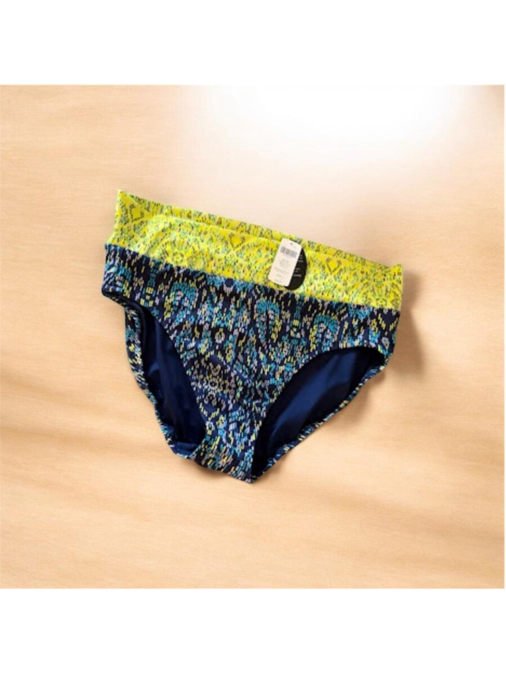 Sonoma Bikini Bottoms Blue Yellow Pattern Plus Size Large